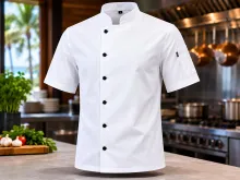 Chef coat lengan pendek untuk hot kitchen tropis Bali